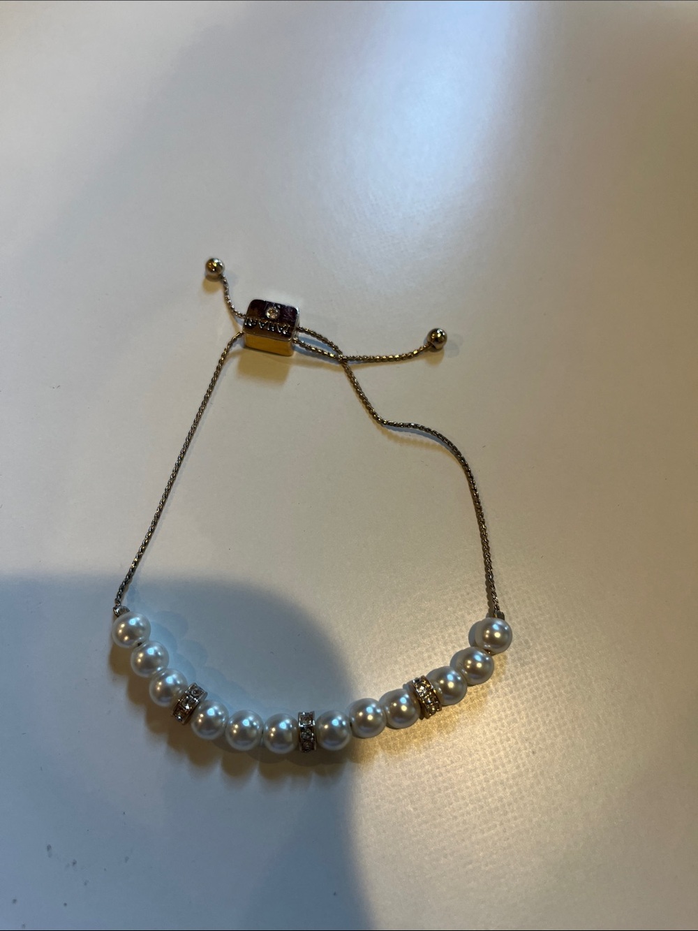 Tahari Silver-Tone Bracelet with White Pearls
